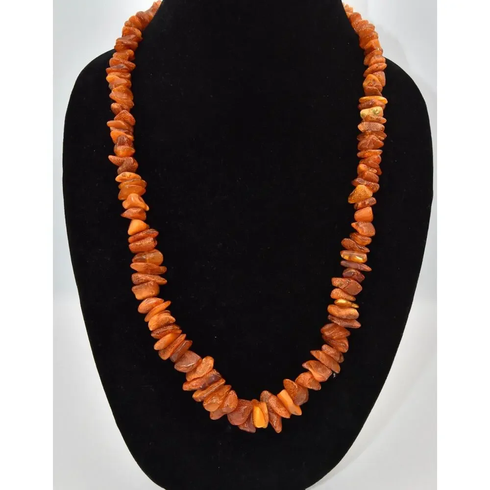 Antique Baltic Butterscotch Egg Yolk Amber Graduated Beaded Necklace 26” 69 g